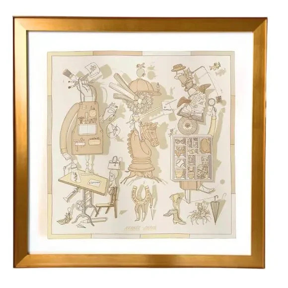Illusion Exquise Framed Vintage Silk Scarf 32